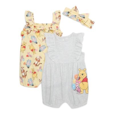 2025/07/1000963531.jpg Set de 2 Rompers Disney Winnie the Pooh para Bebita + Cintillo – 6 a 9 Meses