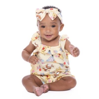 2025/07/1000963535.jpg Set de 2 Rompers Disney Winnie the Pooh para Bebita + Cintillo – 6 a 9 Meses