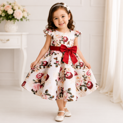 2025/07/583299.png Vestido Floral para Niña Talla 3 Años con Lazo Vinotinto