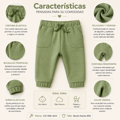 Pantalón Jogger Verde para Bebé Cat & Jack – Recién Nacido