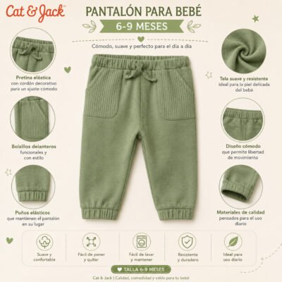 Pantalón Verde con Bolsillos y Cordón – Cat & Jack