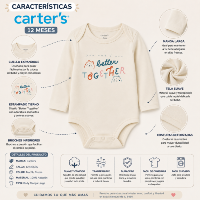 Body “Better Together” de Manga Larga – Carter’s 12 Meses