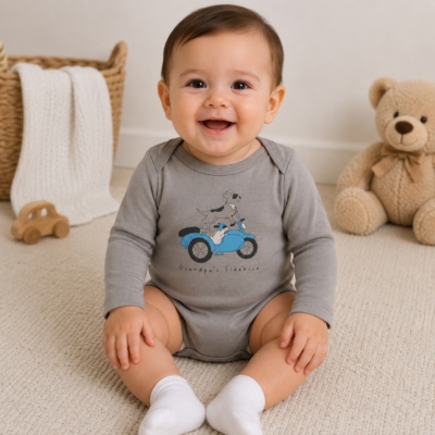 Body Gris de Manga Larga con Estampado de Motocicleta – Carter’s 12 Meses