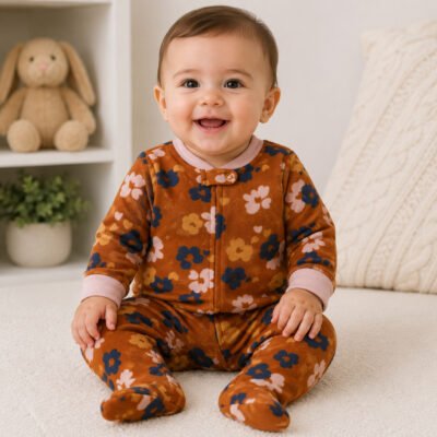 Enterizo Floral para Bebé Carter’s 6 Meses – Con Pies y Cierre Frontal