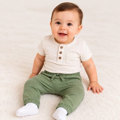 Pantalón Verde con Bolsillos y Cordón – Cat & Jack
