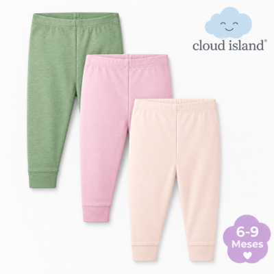 Set de 3 Licras para Bebé Cloud Island® – Talla 6-9 Meses | Colores Pastel