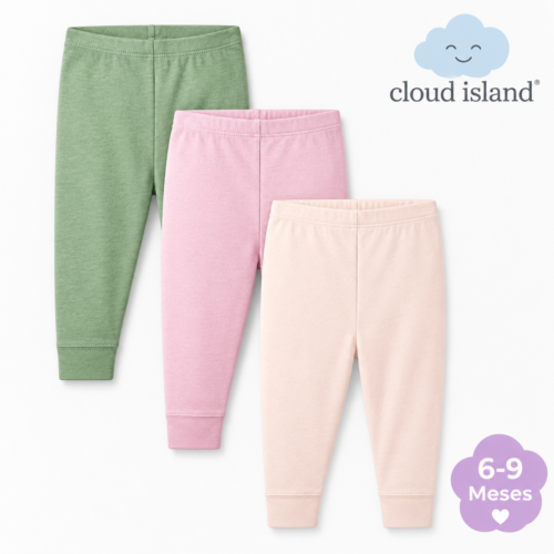 Set de 3 Licras para Bebé Cloud Island® – Talla 6-9 Meses | Colores Pastel