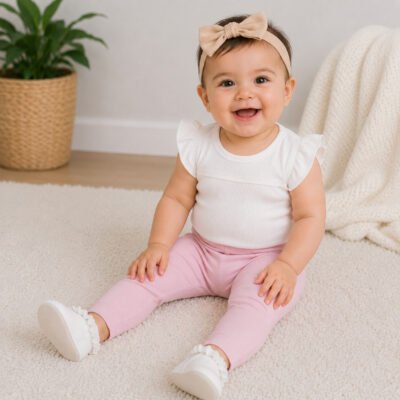 Set de 3 Licras para Bebé Cloud Island® – Talla 6-9 Meses | Colores Pastel