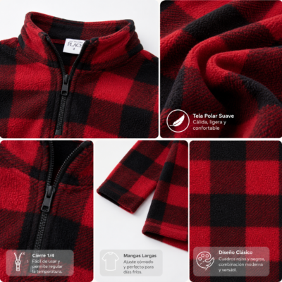 2025/09/1002021076.png Buso Térmico de Polar Cuadros Rojos y Negros PLACE – Talla 4 | Importado para Niño