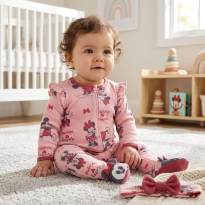 Mameluco de Algodón Disney® Minnie Mouse con Cinta para Bebé Niña – Talla 6-9 Meses