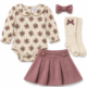 Conjunto Nicole Miller® 5 Piezas para Bebé Niña – Body Floral, Falda, Medias y Moño | 9 Meses