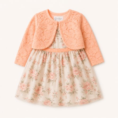 Conjunto Floral con Bolero de Encaje – Jessica Simpson 24 Meses