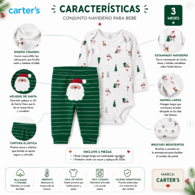 Conjunto Navideño para Bebé 3 Meses – Carter’s