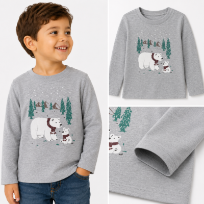 Buso ligero Cat & Jack para niña – Gris con estampado de osos polares | Talla 3