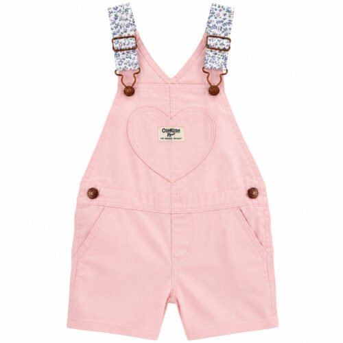 Overol Corto OshKosh Rosa con Tirantes Estampados para Bebé Niña – 24 Meses