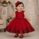 Vestido Rojo de Fiesta con Encaje – 24 Meses