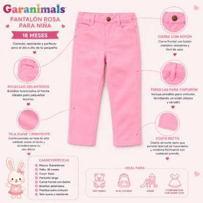 Pantalón Rosa Clásico – Garanimals 18 Meses