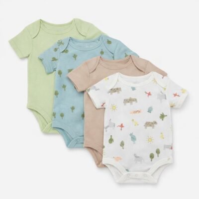 Set de 4 Bodies para Bebé – Okie Dokie 9 Meses
