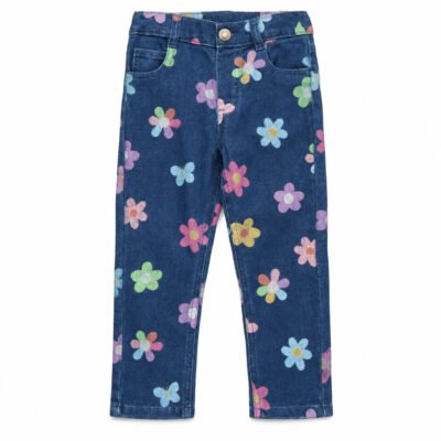 Pantalón Jeans Azul con Flores Multicolor para Niña Garanimals – 12 Meses