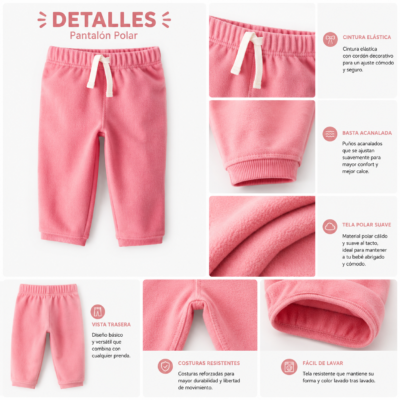 Pantalón Carter's Rosa para Bebé Niña | 9 Meses