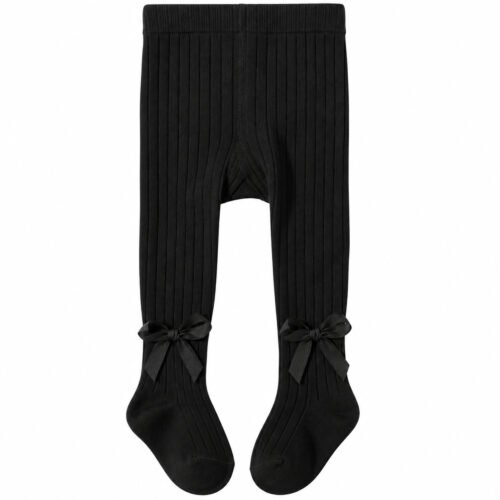 Panty medias para niña color negro con moños decorativos