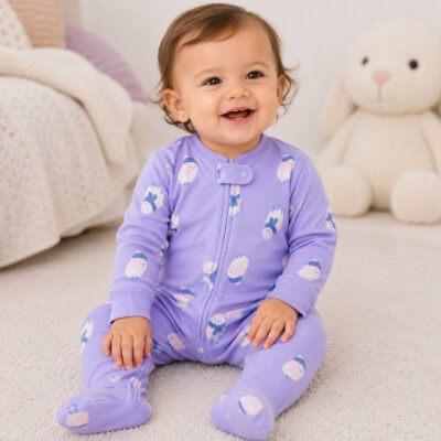 Pijama Enterizo Morado con Estampado de Animalitos – Carter’s 12 Meses