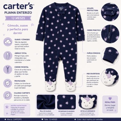 2026/03/1000155117.png Pijama Enterizo Azul Estampado de Estrellas – Carter’s 12 Meses