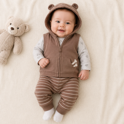 Conjunto Carter’s de 3 piezas para bebé – 3 meses 🐻🤎