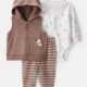 Conjunto Carter’s de 3 piezas para bebé – 3 meses 🐻🤎