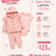 "Conjunto Carter's 3 Piezas para Bebita 3-6 Meses Rosa con Capucha"