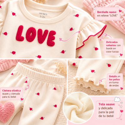 2026/03/552976.png Conjunto Carter's para Bebita 0-3 Meses Crema con Corazones