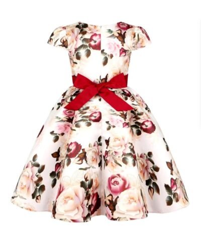1000963548.jpg Vestido Floral para Niña Talla 3 Años con Lazo Vinotinto