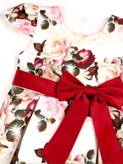 1000963549.jpg Vestido Floral para Niña Talla 3 Años con Lazo Vinotinto