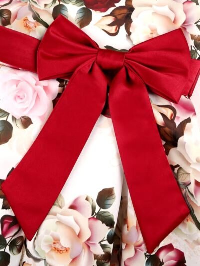 1000963550.jpg Vestido Floral para Niña Talla 3 Años con Lazo Vinotinto