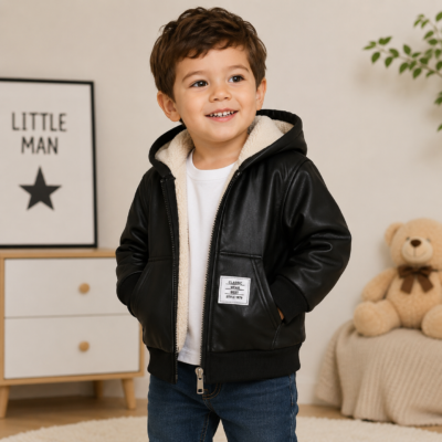 Chaqueta térmica con capucha para niño – Negra | 2-3 años