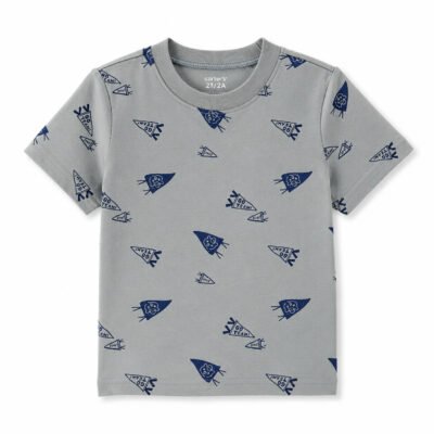 Camiseta Carter's para niño – Gris con estampado de cohetes | Talla 2T
