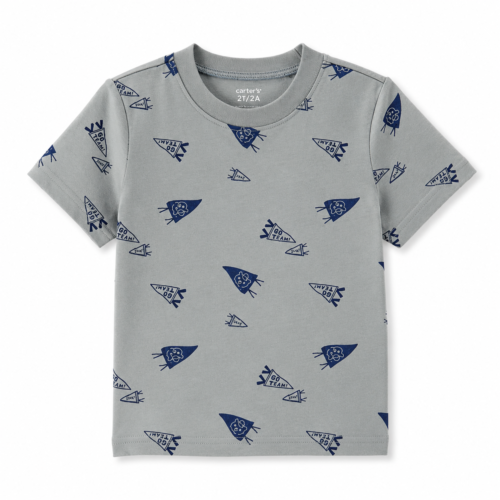 Camiseta Carter's para niño – Gris con estampado de cohetes | Talla 2T