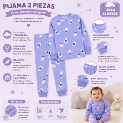 2026/04/1049300.png Pijama de 2 piezas para bebé – 12 meses 💜