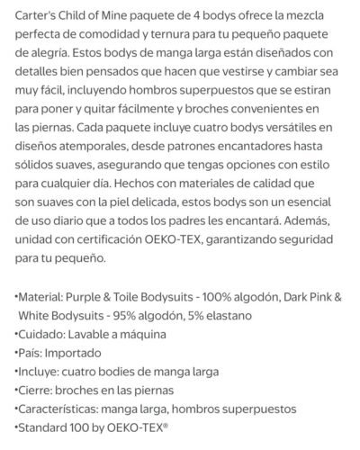 Set de Bodys para bebita de 12 Meses