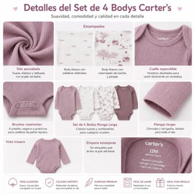 Set de 4 Bodys Carter's para Bebita