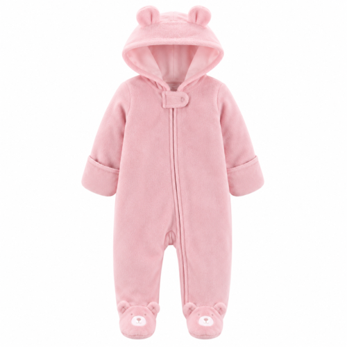 Mono Abrigado Carter's con Capucha de Osito para Bebita 6 Meses – Rosa