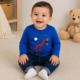 Camiseta Azul de Dinosaurio Manga Larga – Cat & Jack 12 Meses