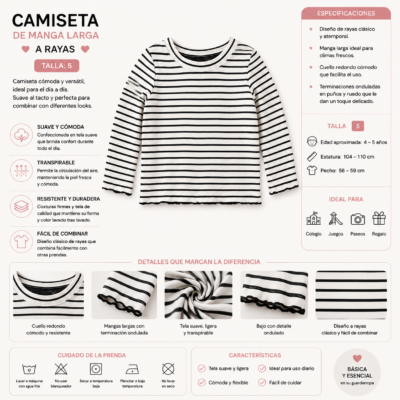 2026/05/1000155273.png Camiseta de Manga Larga a Rayas Blanco y Negro para Niña – Talla 5