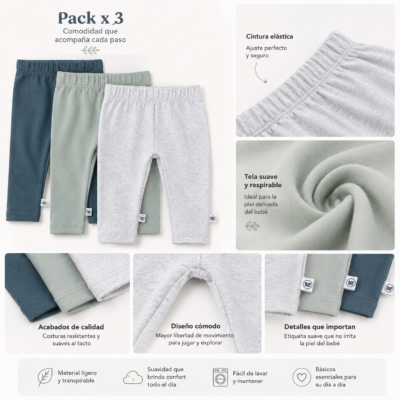 Set de 3 Pantalones para Bebé 0-3 Meses – Honest Baby
