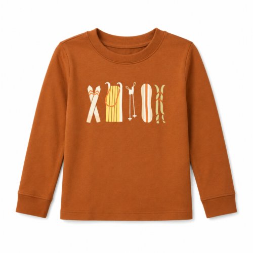 Buso ligero Cat & Jack para niño – Café con estampado de esquí | Talla 2