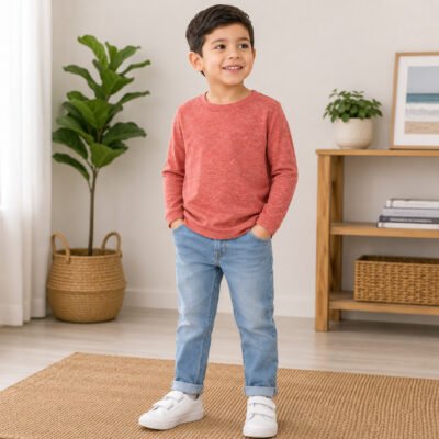 Buso Ligero Cat & Jack de Manga Larga para Niño – Coral Jaspeado | Talla 4