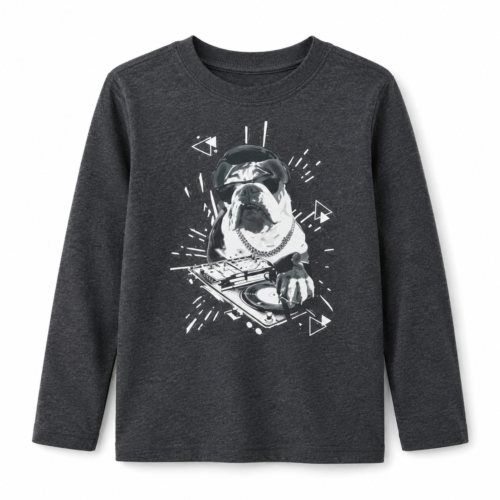 Buso Ligero Cat & Jack con Estampado Bulldog DJ para Niño – Gris Oscuro | Talla 4