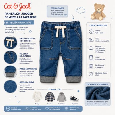 Pantalón Jogger de Mezclilla para Bebé Recién Nacido – Cat & Jack
