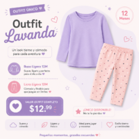 Outfit Lavanda 12 Meses