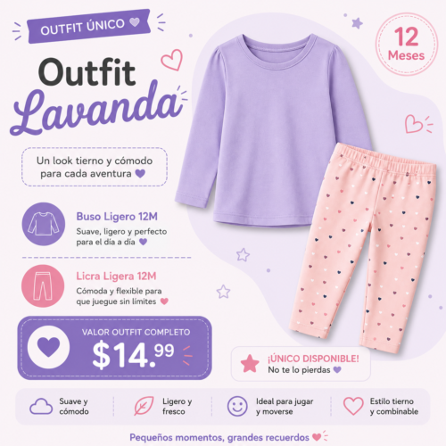 Outfit Lavanda Cat & Jack® para Bebé | 2 Piezas | 12 Meses